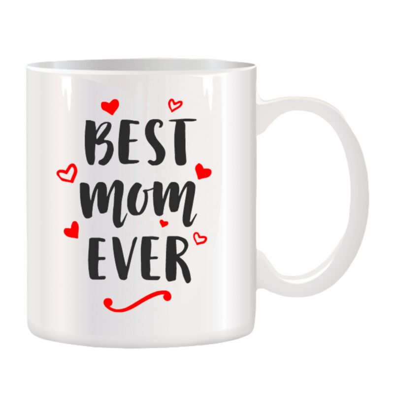 Cana alba ceramica personalizata cu textul Best Mom Ever, Stickers Factory, 330 ml