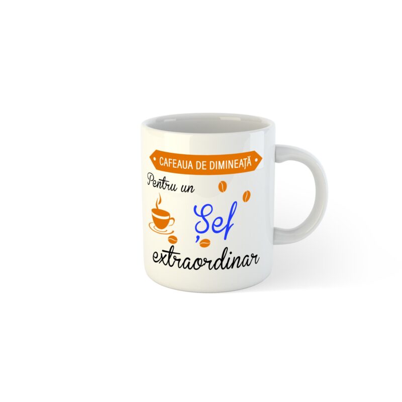 Cana alba personalizata Cafeaua de dimineata pentru un Sef extraordinar, 330 ml, Pop Radu Daniel II