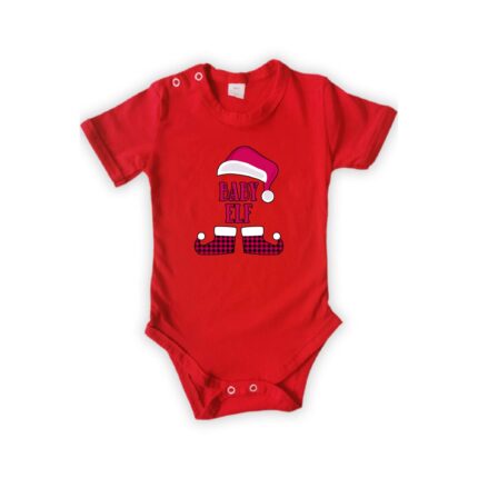Body de Craciun pentru bebelusi Tralala Baby Elf Elfs Family 1, Rosu, L - 74 (9-12 luni)