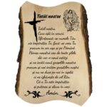 Aplica Perete Personalizata Cu Scoarta, din lemn, 28x23 cm, Tatal Nostru, Natur, KTocatorKL13