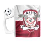 Cana cu minge fotbal - „Fotbal club Rapid Bucuresti”, v2, sport, fotbal, suporter, alba, 330 ml