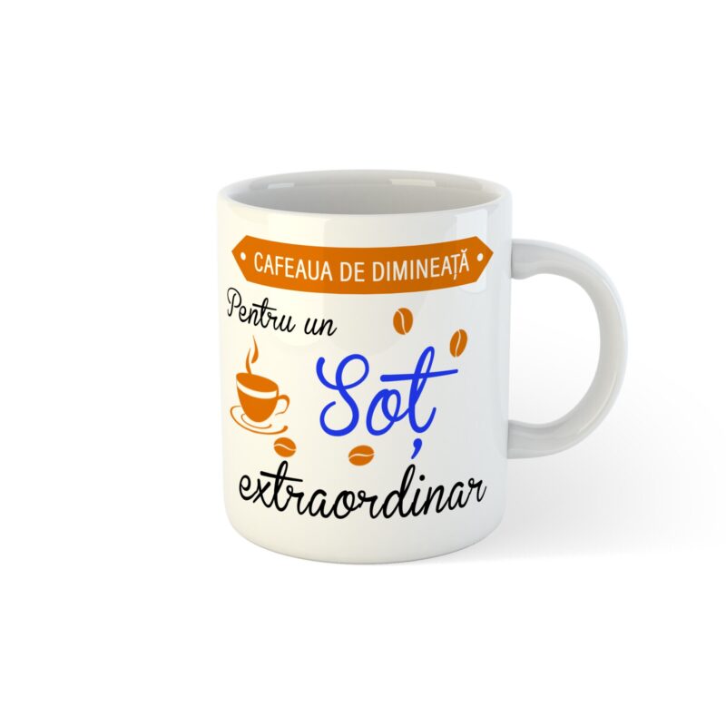 Cana alba personalizata Cafeaua de dimineata pentru un Sot extraordinar, 325 ml, Pop Radu Daniel II