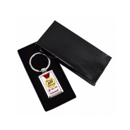 Breloc personalizat, cu mesaj, pentru o sefa de exceptie, otel inoxidabil, 7.5x3 cm, cutie neagra