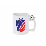 Cana ceramica cu maner fotbal antistres alba ' FC Botosani ', CadoulTauPreferat, 350 ml