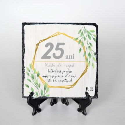 Placa decorativa, Nunta de argint 25 ani, 20x20 cm