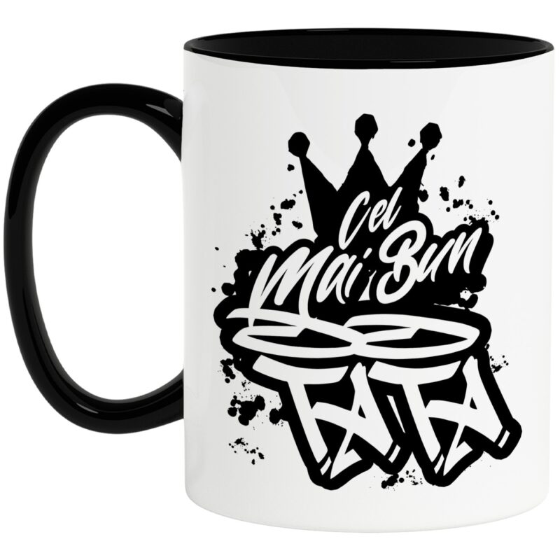 Cana Pentru Cel Mai Bun tata, Apreciere, Cadou, Rasplata, Multumire, 330ml, Ceramica cu Maner Negru