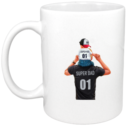 Cana personalizata cu interior colorat, alb, "Super dad, super kid", 330 ml