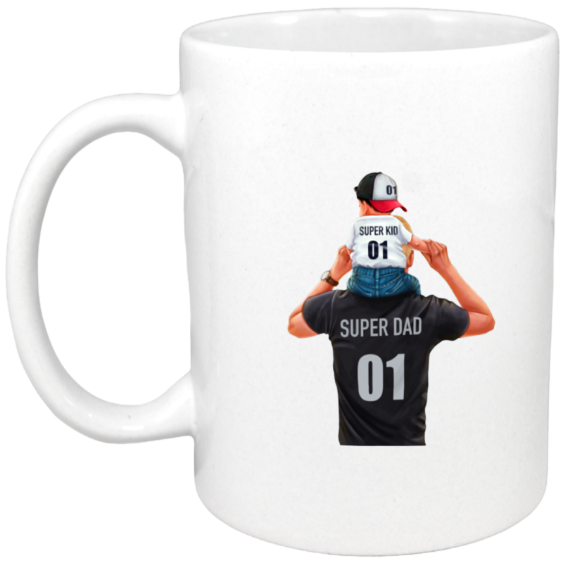 Cana personalizata cu interior colorat, alb, "Super dad, super kid", 330 ml