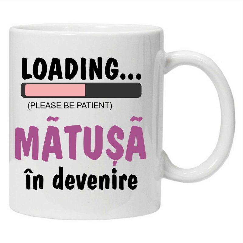 Cana personalizata inscriptionata cu textul "matusa in devenire", CRD PRINT, 330ml, alba