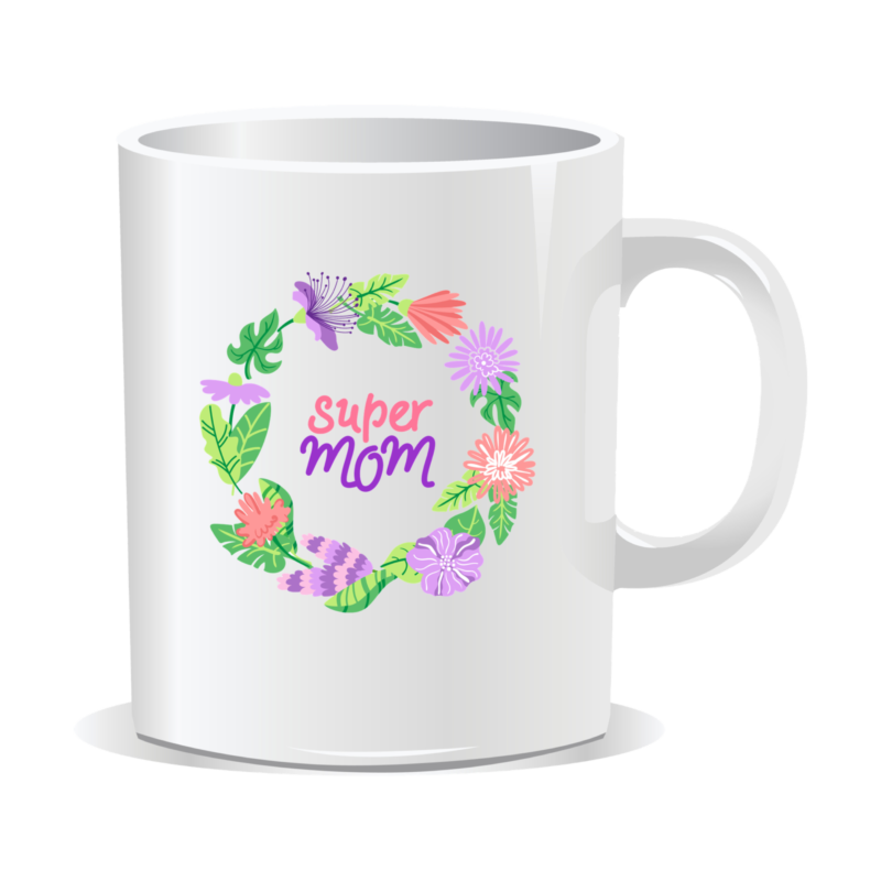 Cana personalizata pentru 1-8 Martie, Pentru mama, Super Mom, 330 ml, interior alb