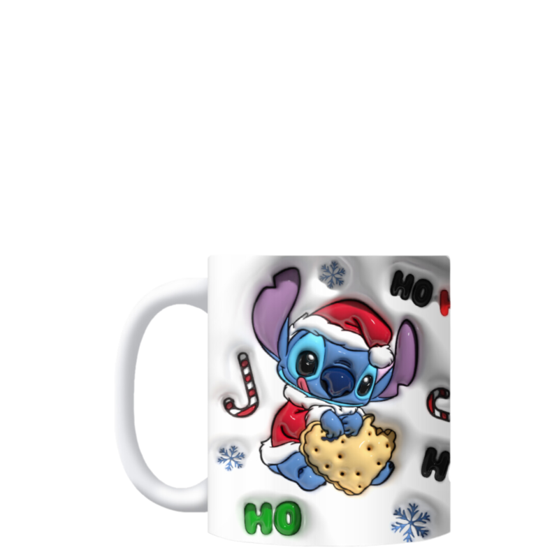 Cana alba, Personalizata Craciun, Disney - Stitch Elf, Ceramica, 325 ml