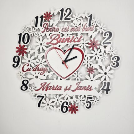 Ceas Perete Personalizat Pentru Bunici Din Mdf 35 cm Alb