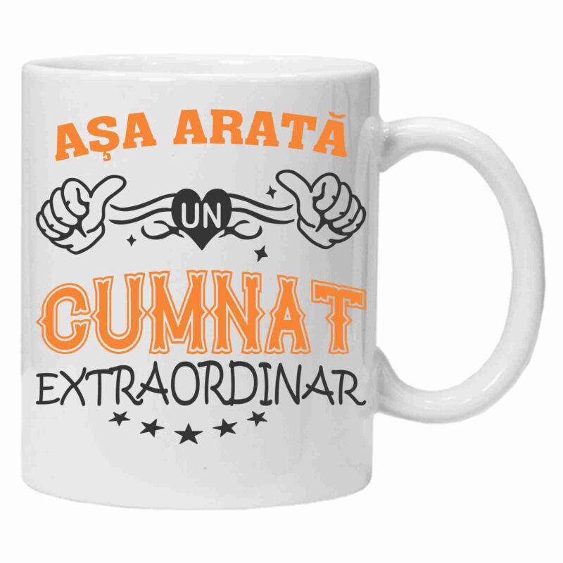 Cana inscriptionata cu textul "asa arata un cumnat extraordinar", CRD PRINT, 330ml, alba