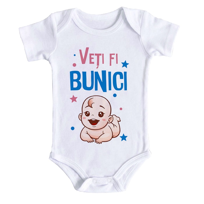 Body bebe personalizat - Veti fi bunici, alb, 100% bumbac, 12-18 luni