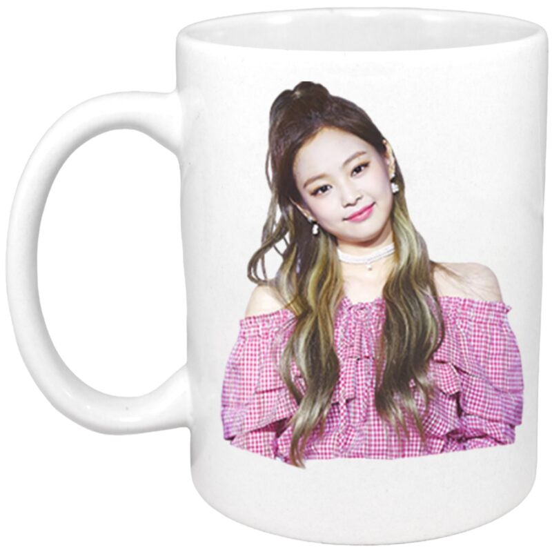 Cana personalizata cu interior colorat, Alb, Blackpink Jennie Kim K-Pop Girl, 330 ml