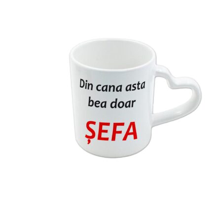 Cana personalizata alba toarta inima cu mesajul "Din cana asta bea doar sefa" 300 ml, Pop Radu Daniel II