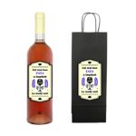 Set personalizat sticla de vin rose, demisec, 750 ml si punga de cadouri cu imprimeu Cel mai bun tata a implinit 43 ani