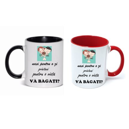 Set 2 cani personalizate pentru nasi, 330 ml
