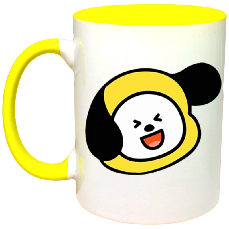Cana personalizata cu interior colorat, galben, Cana BT21 Chimmy BTS Album K Pop, 330 ml