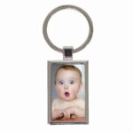 Breloc dreptunghiular personalizat cu poza, otel inoxidabil, 4x2.5x0.3 cm