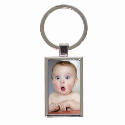 Breloc dreptunghiular personalizat cu poza, otel inoxidabil, 4x2.5x0.3 cm