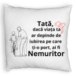 Perna Personalizata Fluffy, Model pentru Tata 9,40x40 cm, Alba, Husa Detasabila, Burduf