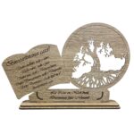 Decoratiune tablou inima, blank pentru licheni stabilizati, personalizat cu mesaj standard pentru nasi, ''La casa cu nasi buni...", dimensiune 30x18cm, maro
