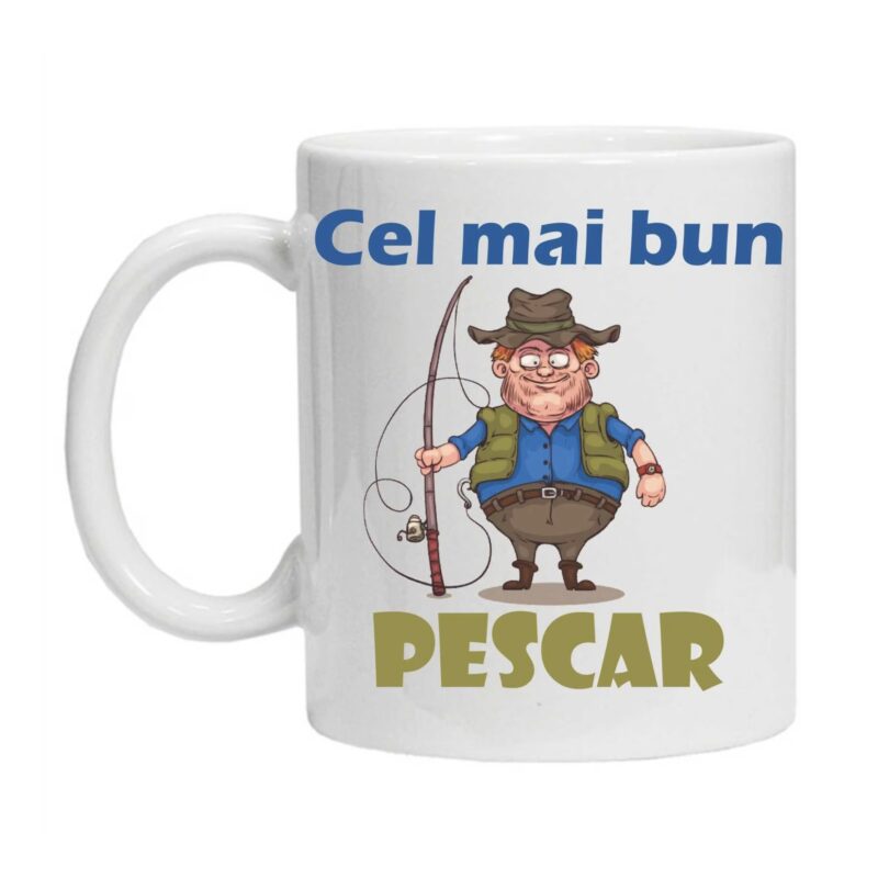 Cana personalizata inscriptionata cu textul "cel mai bun pescar", Ceramica, INOVATIX, 330 ml
