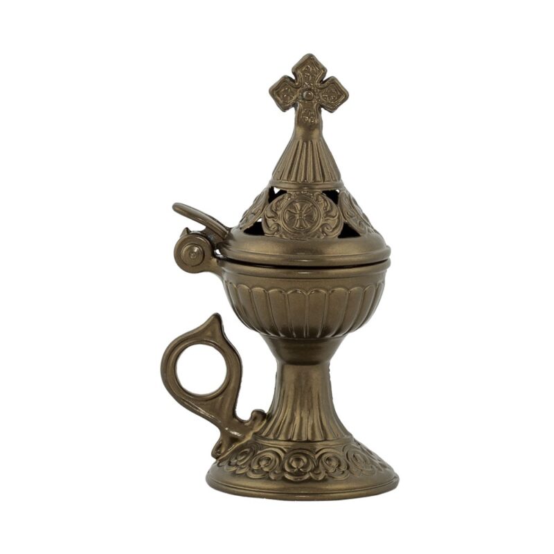 Catuie antimoniu cu capac mica 15cm - bronz