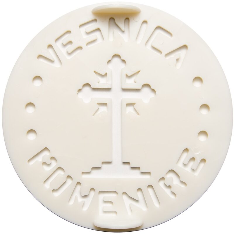 Tipar Cruce rotund din plastic, vesnica pomenire, pentru ornart coliva, diametru 23cm