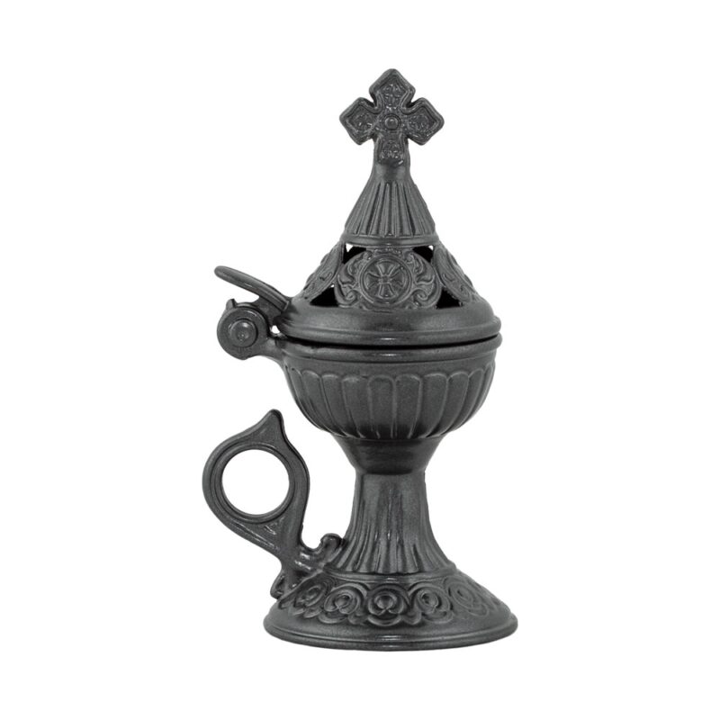 Catuie antimoniu cu capac mica 15cm - negru