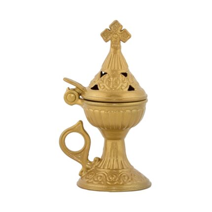 Catuie antimoniu cu capac mica 15cm - auriu