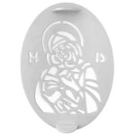 Forma tipar pentru ornat coliva din plastic, Maica Domnului, dimensiuni 28x20cm