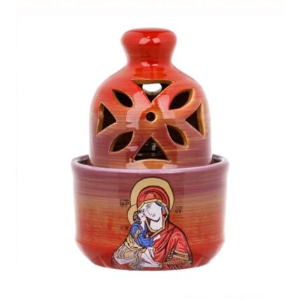 Candela Ceramica Maro Sfanta Maria cu Bebelus, capac perforat, Ø10x6cm
