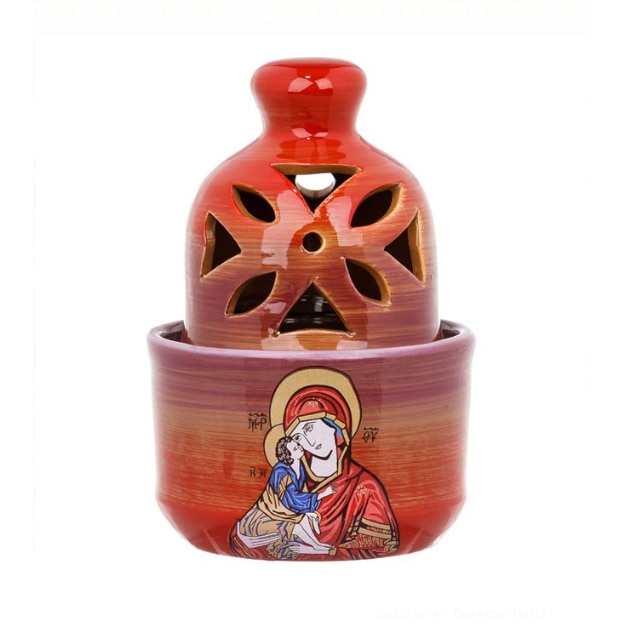 Candela Ceramica Maro Sfanta Maria cu Bebelus, capac perforat, Ø10x6cm