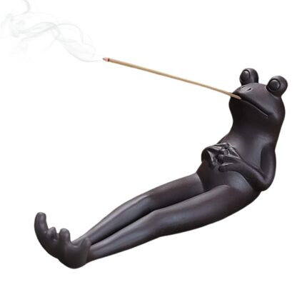 Suport arzator de tamaie JENUOS, decorativ, forma de broasca, ceramica, 21x6x9cm