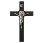 Cruce din lemn, Sfantul Benedict, negru, 22 x 12 x 1.8 cm
