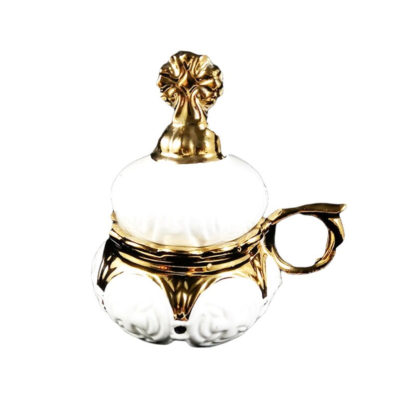Catuie pentru ars tamaie, Model St Petersburg, Createur, Alb cu Auriu, 11 cm