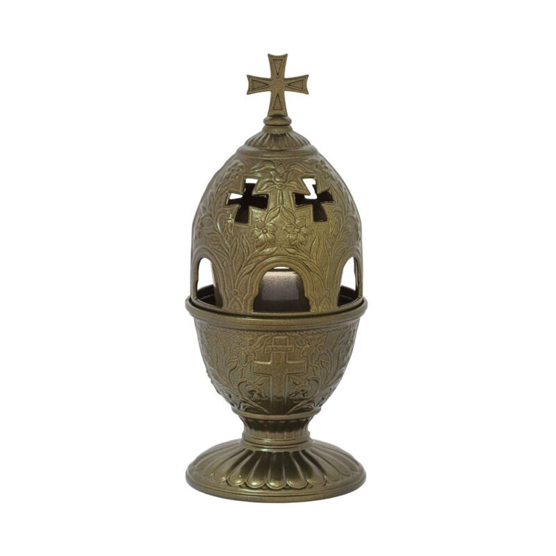 Candela antimoniu flori 18cm - bronz