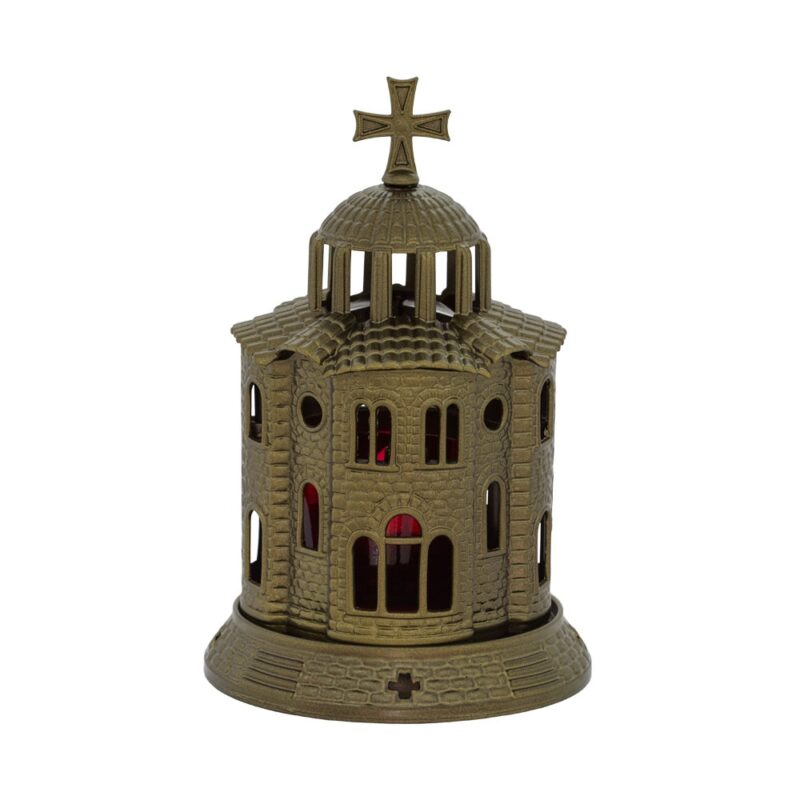 Candela antimoniu bisericuta 18cm - bronz