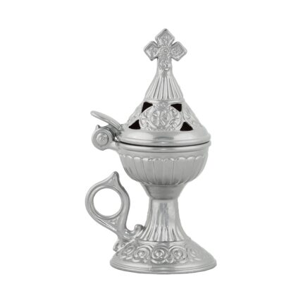 Catuie antimoniu cu capac mica 15cm - argintiu