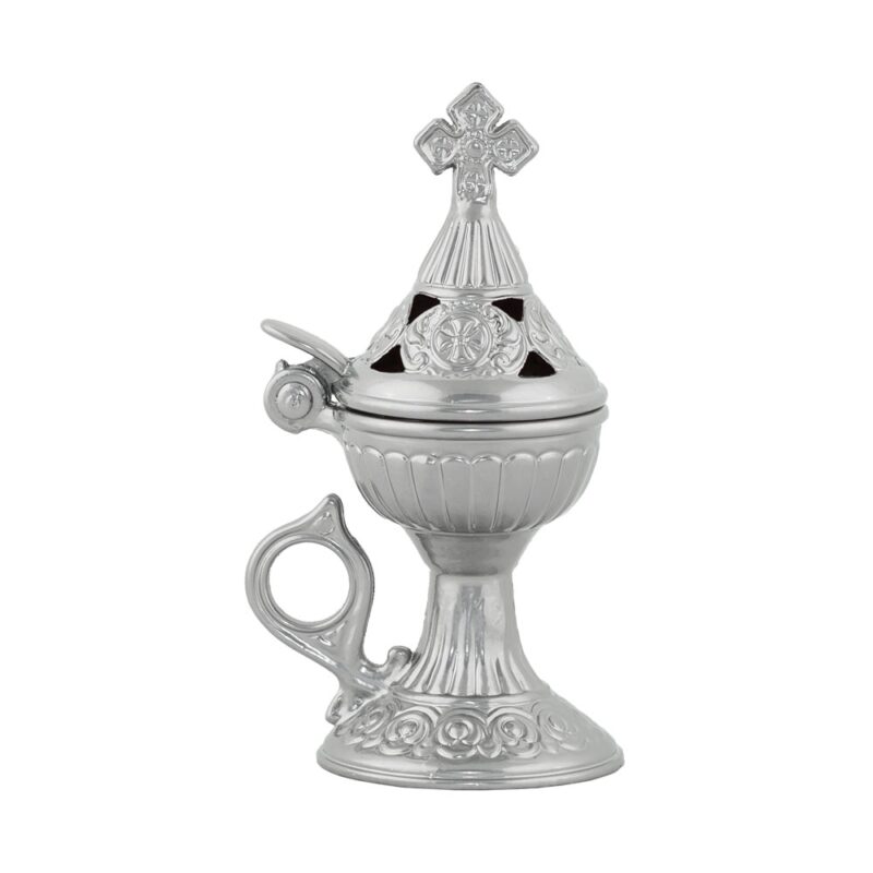 Catuie antimoniu cu capac mica 15cm - argintiu