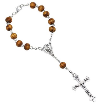 Bratara rozariu Cozevdnt, margele rosii, medalion Sfantul Benedict, crucifix, pentru masina