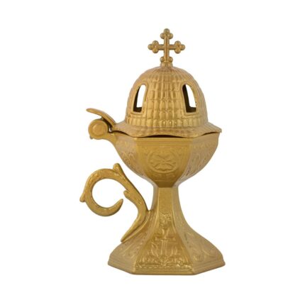Catuie antimoniu cu capac mare 17,5cm - auriu
