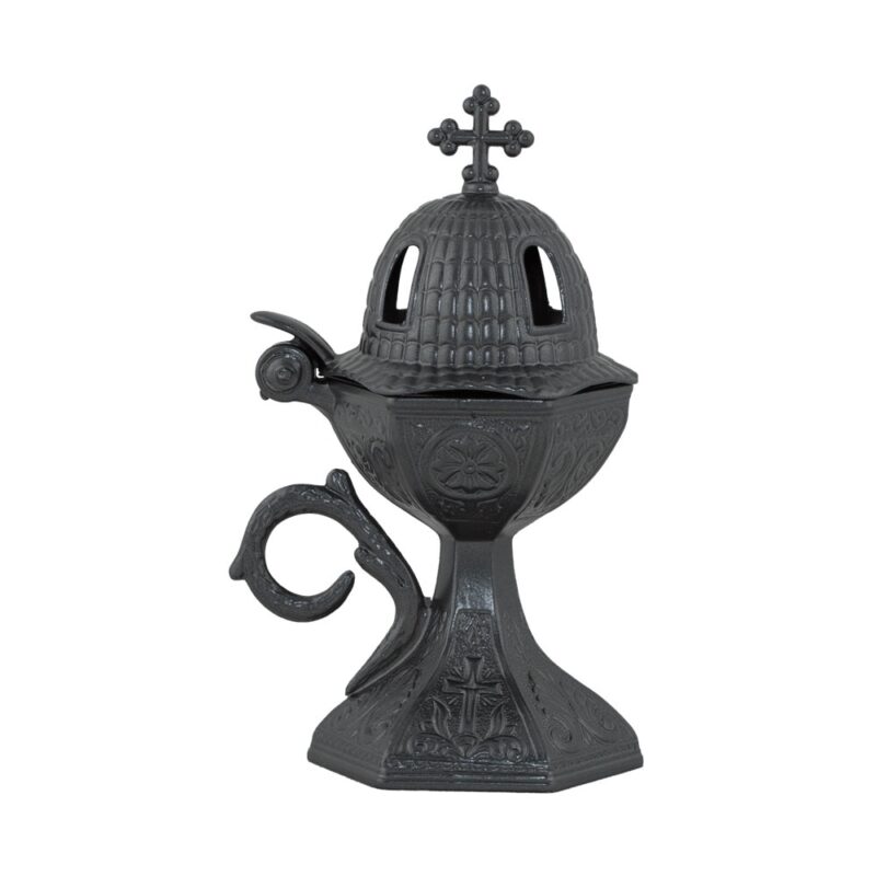 Catuie antimoniu cu capac mare 17,5cm - negru