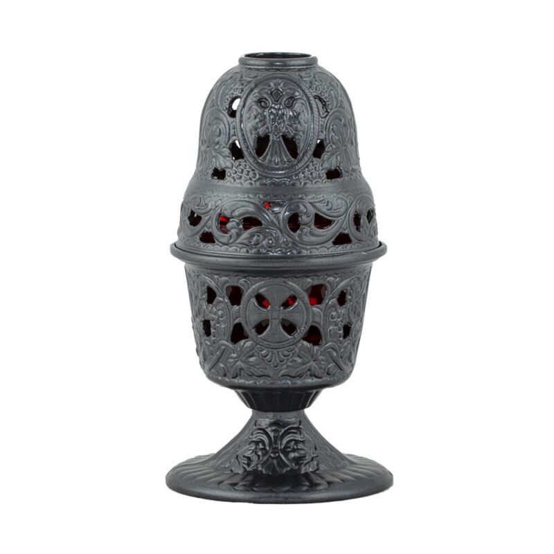 Candela antimoniu pahar sticla 17,5cm - negru