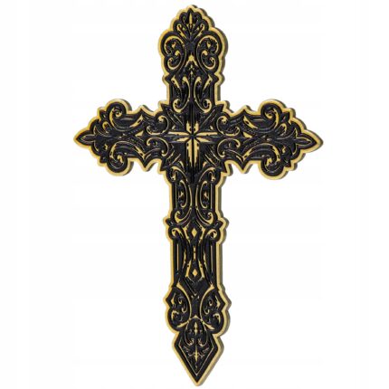 Cruce decorativa, Kadax, Inox, 120 x 93 mm, Negru/ Auriu