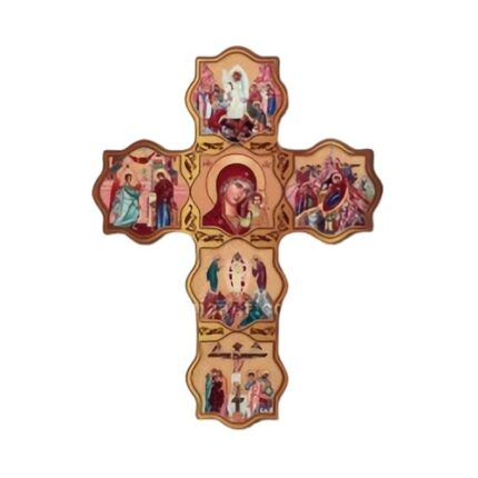 Cruce lemn cu scene biblice 23x30 cm Alina's Orthodox Store