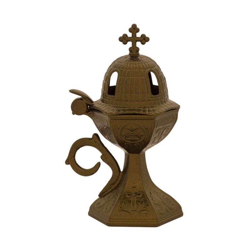 Catuie antimoniu cu capac mare 17,5cm - bronz
