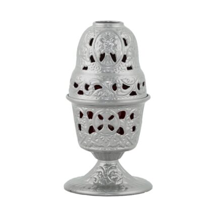 Candela antimoniu pahar sticla 17,5cm - argintiu
